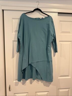 eshakti Teal Blue Asymmetric Tunic Top